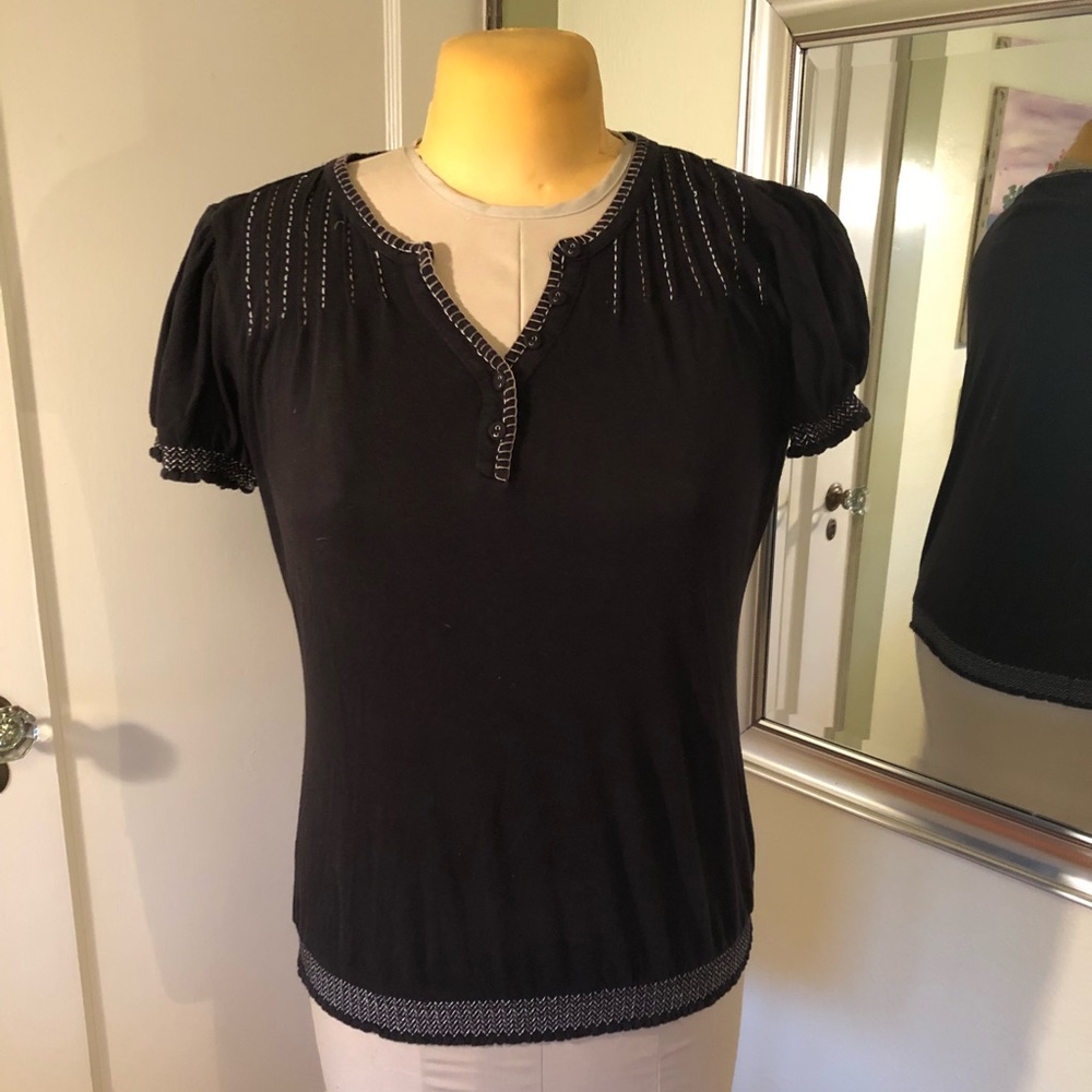 Embroidered black cotton shirt